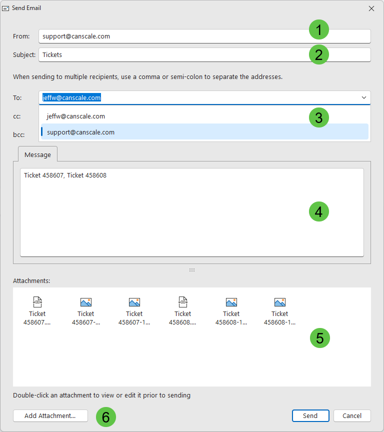 Send Mail dialog